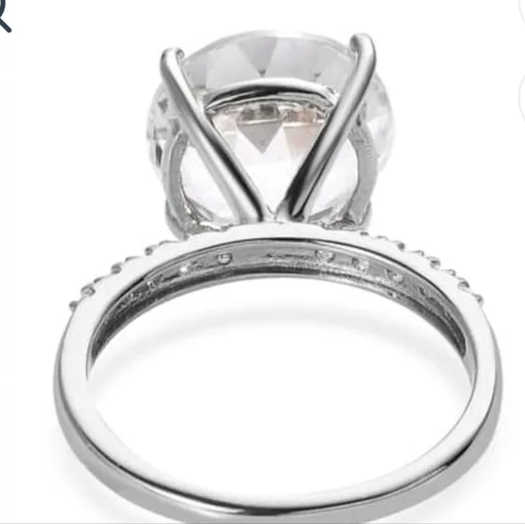 Genuine White Topaz Ring Platinum over Sterling Silver Sz 8! 😲 - Picture 7 of 13